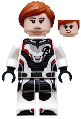 SH0571:  Black Widow - White Jumpsuit, Dark Orange Ponytail