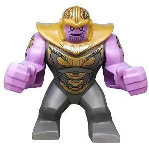 SH0576:  Thanos - Large Figure, Dark Bluish Gray Outfit with Gold Armor, Pearl Gold Helmet