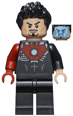 SH0584:  Tony Stark - Black Iron Man Suit with Dark Red Right Arm