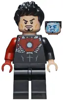 Minifigurka: SH0584:  Tony Stark - Black Iron Man Suit with Dark Red Right Arm