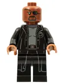 Minifigurka: SH0585B:  Nick Fury - Gray Sweater and Black Trench Coat, No Shirt Tail