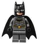 Minifigurka: SH0589:  Batman - Dark Bluish Gray Suit with Gold Outline Belt and Crest, Mask and Cape (Type 3 Cowl, Teardrop Neck Cut Spongy Cape)
