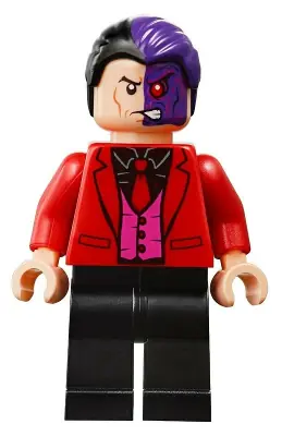 SH0594:  Two-Face - Black Shirt, Red Tie and Jacket