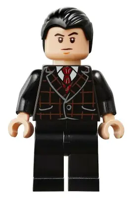 SH0596:  Bruce Wayne - Black Suit with Dark Red Tie