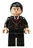 Minifigurka: SH0596:  Bruce Wayne - Black Suit with Dark Red Tie