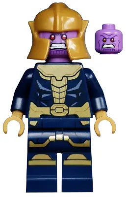 SH0613:  Thanos - Minifigure, Dark Blue and Gold Outfit, Dark Blue Arms, Pearl Gold Hands, Printed Legs