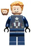 Minifigurka: SH0625:  Captain America - Dark Blue Suit with Black and Dark Bluish Gray Belt, Black Hands, Hair