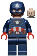 Minifigurka: SH0686:  Captain America - Dark Blue Suit with Reddish Brown Belt, Red Hands, Helmet