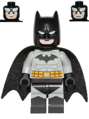 SH0689:  Batman - Light Bluish Gray Suit with Yellow Belt, Black Crest, Mask and Cape (Type 3 Cowl)
