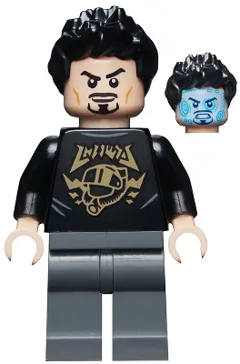SH0747:  Tony Stark - Black Shirt with Gold Helmet
