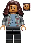 Minifigurka: SH0776:  MJ (Michelle Jones) - Dark Bluish Gray Plaid Jacket, Dark Brown Wavy Hair