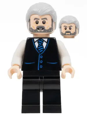SH0789:  Alfred Pennyworth - Black Vest, Light Bluish Gray Hair, Dark Bluish Gray Beard