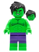 Minifigurka: SH0798:  Hulk - Minifigure, Dark Purple Pants, Short Tousled Hair