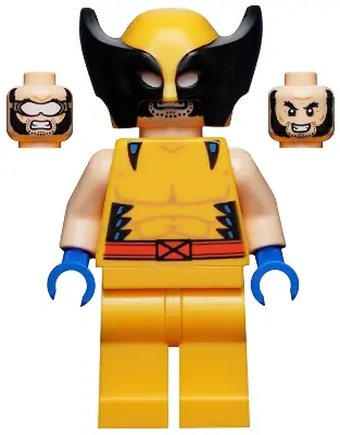 SH0805:  Wolverine - Bright Light Orange and Black Mask, Blue Hands