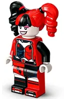 Minifigurka: SH0838:  Harley Quinn - Pigtails, Dark Azure and Dark Pink Eye Shadow