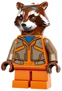 Minifigurka: SH0858:  Rocket Raccoon - Orange and Dark Tan Outfit, Reddish Brown Head