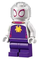 Minifigurka: SH0863:  Ghost-Spider (Gwen Stacy) - Dark Purple Medium Legs, Trans-Clear Fishbowl Helmet, Yellow Spider Logo