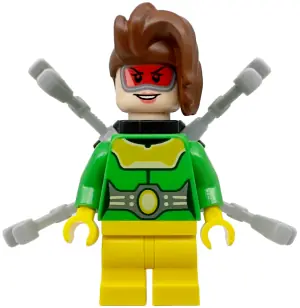 SH0869:  Doc Ock - Female, Medium Legs, Bright Green Jacket, Large Goggles, Light Bluish Gray Arms