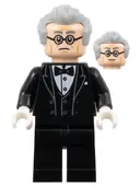 Minifigurka: SH0883:  Alfred Pennyworth - Black Tuxedo, Light Bluish Gray Hair