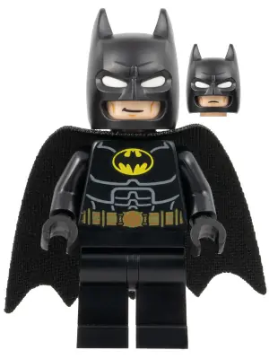 SH0886:  Batman - Black Suit, Gold Belt, Cowl with White Eyes, Smirk / Goggles and Frown