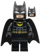 Minifigurka: SH0886:  Batman - Black Suit, Gold Belt, Cowl with White Eyes, Smirk / Goggles and Frown