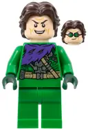 Minifigurka: SH0888:  Green Goblin - Green Outfit without Mask, Dark Brown Hair