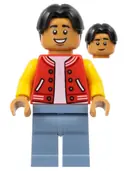 Minifigurka: SH0893:  Ned Leeds - Red and Yellow Letter Jacket, Sand Blue Legs