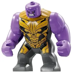 SH0896:  Thanos - Large Figure, Dark Bluish Gray Outfit with Gold Armor, Printed Legs, Angry