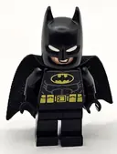 Minifigurka: SH0902:  Batman - Black Suit, Yellow Belt, Cowl with White Eyes, Lopsided Grin / Open Mouth Smile with Teeth