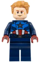 Minifigurka: SH0908:  Captain America - Dark Blue Suit with Dark Blue Belt, Dark Red Hands, Hair