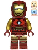 Minifigurka: SH0910:  Iron Man - Dark Red and Gold Armor, Round Arc Reactor, Pearl Gold Arms, One Piece Helmet