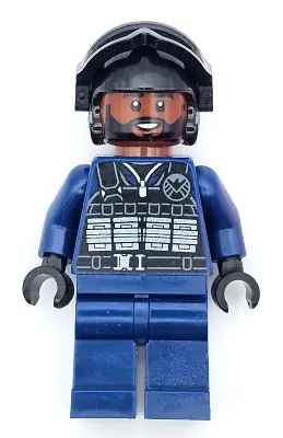 SH0918:  SHIELD Agent - Male, Tactical Vest, Black Goggles, Reddish Brown Head