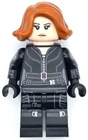 Minifigurka: SH0922:  Black Widow - Black Jumpsuit, Dark Orange Short Hair, Printed Legs, Printed Arms