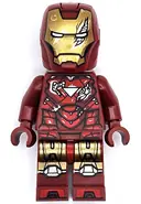 Minifigurka: SH0923:  Iron Man - Mark 6 Armor, Large Helmet Visor, Battle Damage