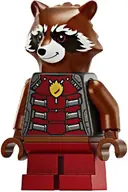 Minifigurka: SH0936:  Rocket Raccoon - Dark Red and Pearl Dark Gray Outfit, Reddish Brown Head