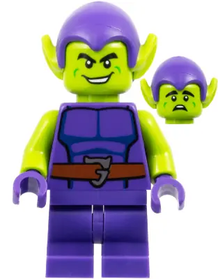 SH0957:  Green Goblin - Lime Skin, Dark Purple Outfit, Medium Legs