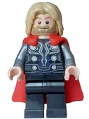 Minifigurka: SH0972:  Thor - Flexible Rubber Cape, Black Legs, Tousled Hair