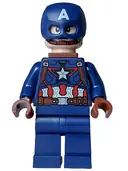 Minifigurka: SH0973:  Captain America - Dark Blue Suit with Reddish Brown Belt and Harness, Reddish Brown Hands, Helmet, Neck Bracket