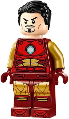 SH0981:  Iron Man - Dark Red and Gold Armor, Round Arc Reactor, Pearl Gold Arms, Hair