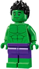 Minifigurka: SH0982:  Hulk - Minifigure, Dark Purple Pants, Spiked Hair, Lopsided Grin / Angry