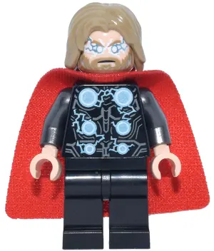 SH1014:  Thor - Spongy Cape with Single Hole, Black Legs, Dark Tan Tousled Hair