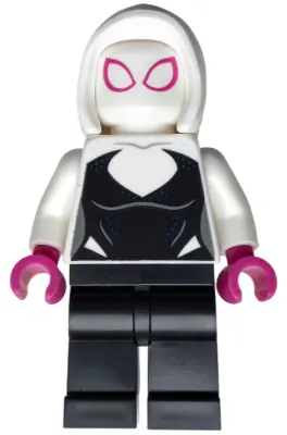 SH1030:  Ghost-Spider / Spider-Gwen (Gwen Stacy) - Black Legs, White Basic Smooth Hood, Magenta Hands
