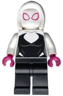 Minifigurka: SH1030:  Ghost-Spider / Spider-Gwen (Gwen Stacy) - Black Legs, White Basic Smooth Hood, Magenta Hands