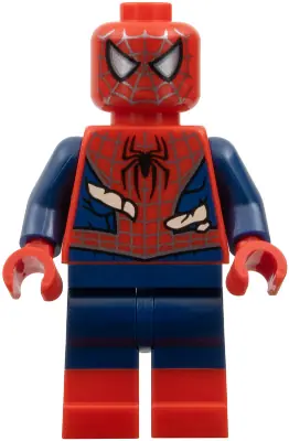 SH1057:  Spider-Man - Dark Blue Arms and Legs, Red Boots, Silver Webbing, Light Nougat Costume Tears