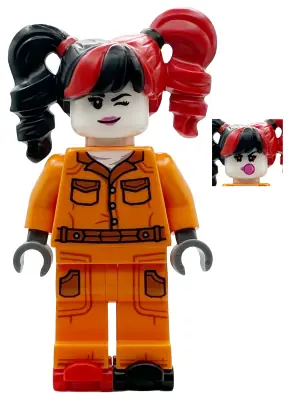 SH1080:  Harley Quinn - Prison Jumpsuit, Side Pockets, Pigtails, Roller Skates