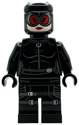 SH1089:  Catwoman - Black Suit and Mask, Red Lenses, Leg Straps