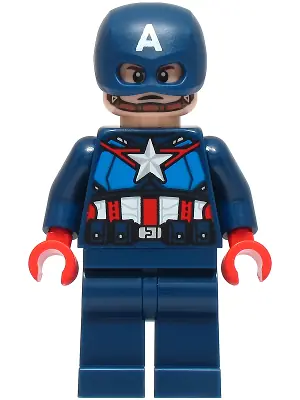 SH1093:  Captain America - Dark Blue Suit with Dark Blue Belt, Red Hands, Helmet