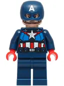 Minifigurka: SH1093:  Captain America - Dark Blue Suit with Dark Blue Belt, Red Hands, Helmet