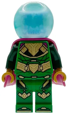 SH1101:  Mysterio - White Skull Head, Satin Trans-Light Blue Helmet, Rubber Cape