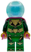 Minifigurka: SH1101:  Mysterio - White Skull Head, Satin Trans-Light Blue Helmet, Rubber Cape